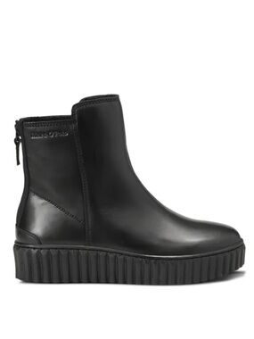 Marc O’ Polo Bianca Black Leather Platform Ankle Boots Size 40/US 9-9.5